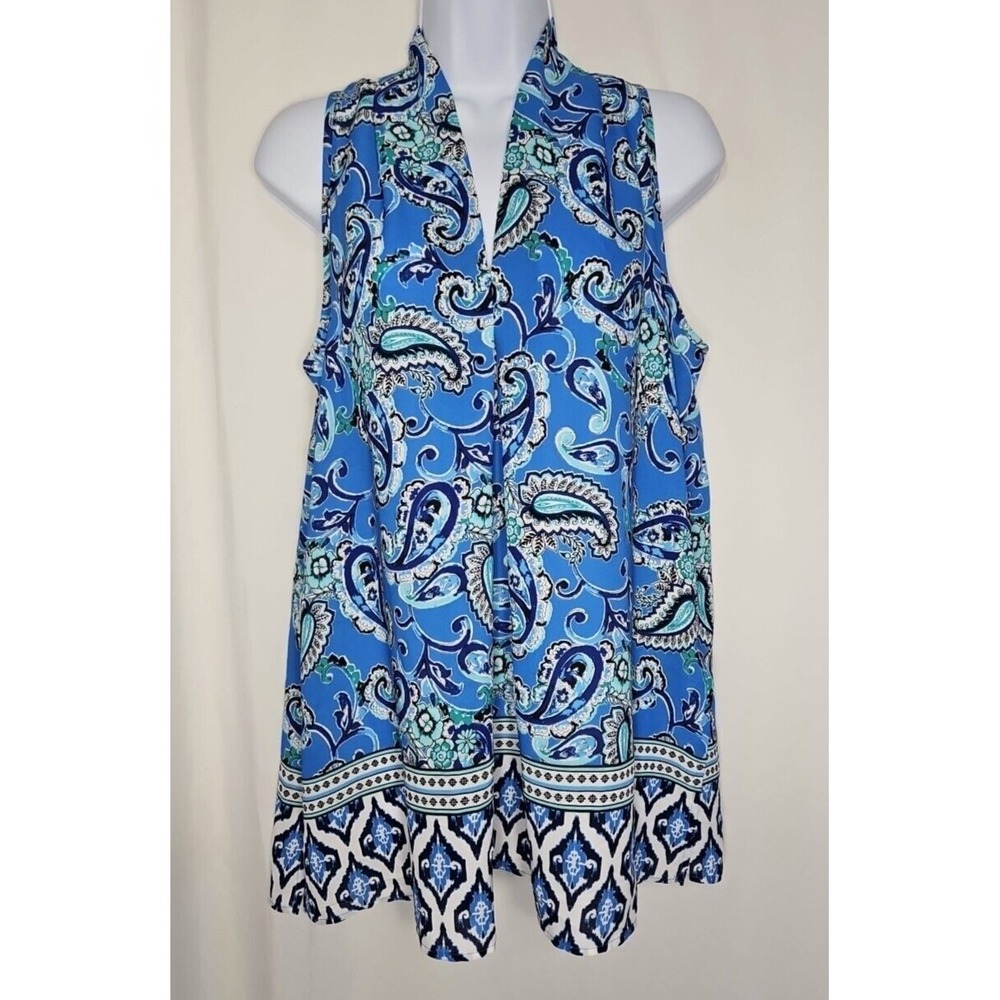 Floral & Ivy Women's Blue‎ Paisley Sleeveless V-Neck Blouse Size Small - NWT